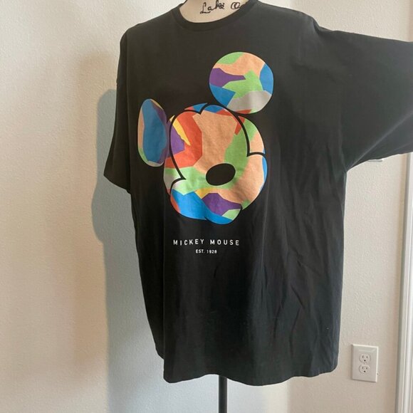 NEFF DISNEY BLACK T-SHIRT COLORFUL MICKEY MOUSE HEAD SIZE XXL KAWAII EMO - Picture 6 of 16
